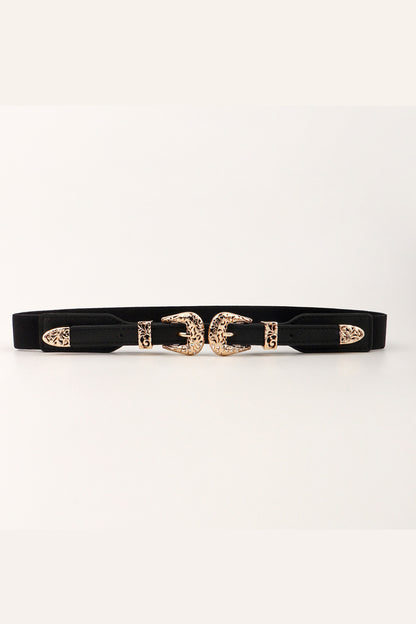 Double Buckle Elastic Belt CaRaUaNa Fashion