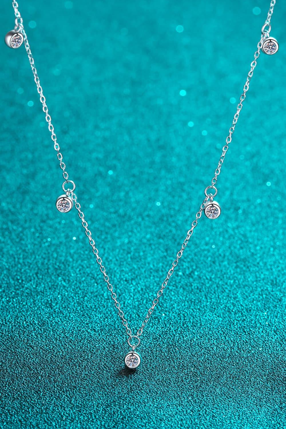 Moissanite Rhodium-Plated Necklace Carauana Store