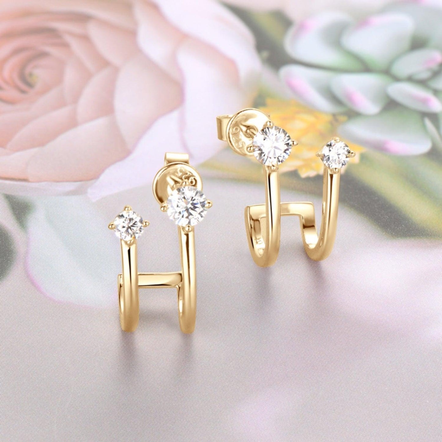 Moissanite 925 Sterling Silver C-Hoop Earrings Carauana Store