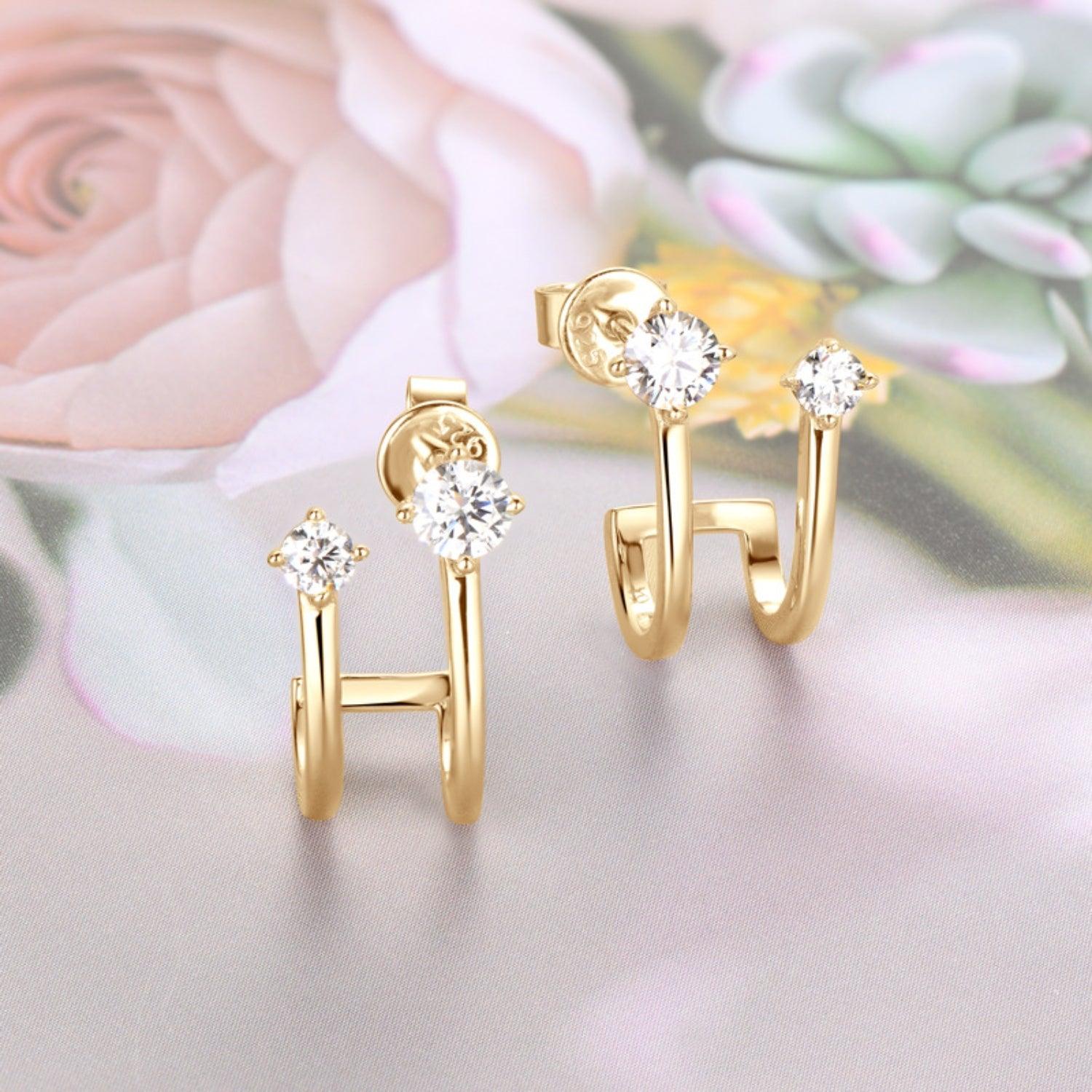 Moissanite 925 Sterling Silver C-Hoop Earrings Carauana Store