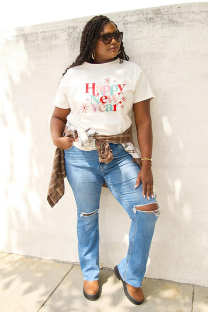 Simply Love Full Size HAPPY NEW YEAR Short Sleeve T-Shirt Carauana Store