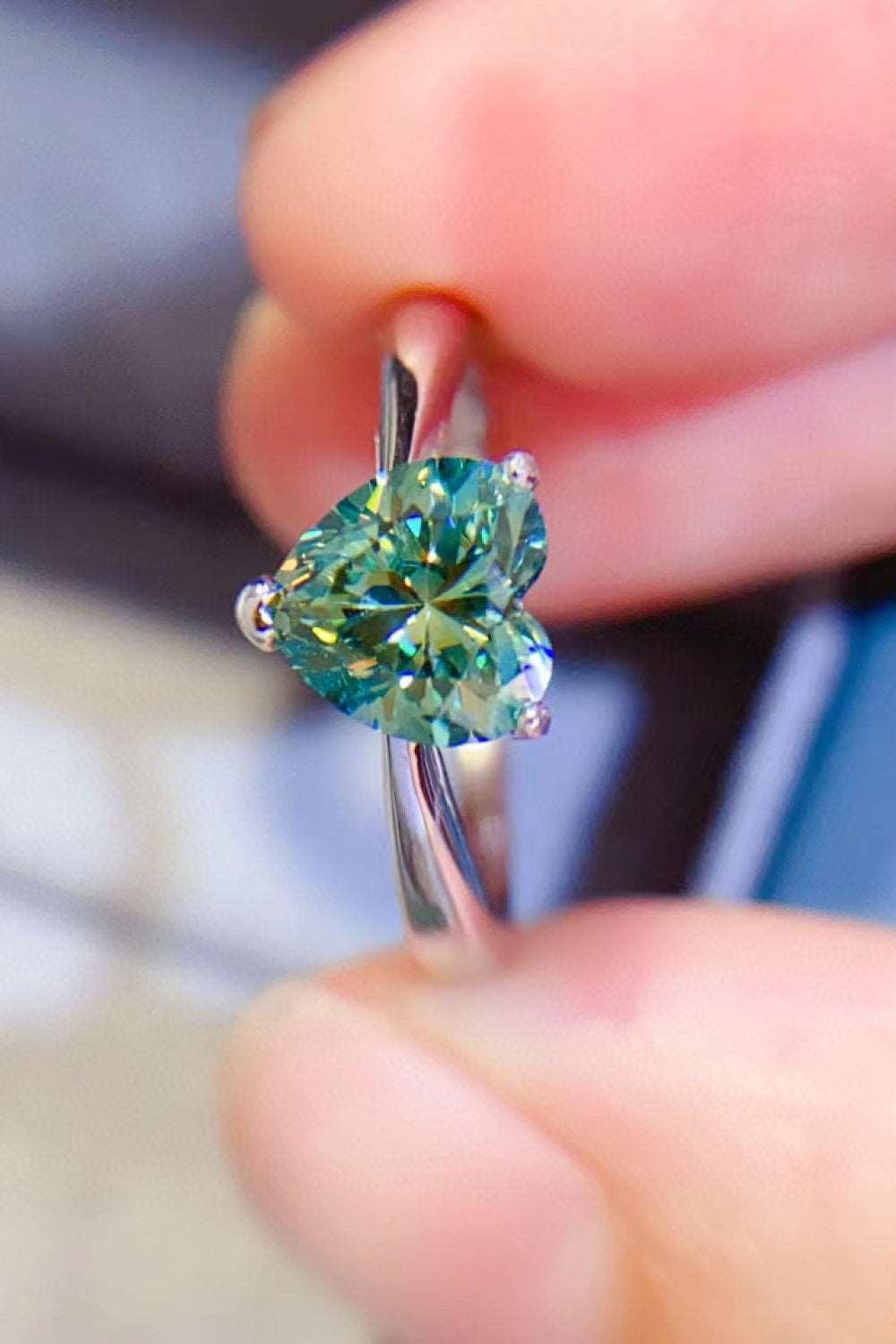 1 Carat Moissanite Heart 925 Sterling Silver Ring CaRaUaNa Fashion
