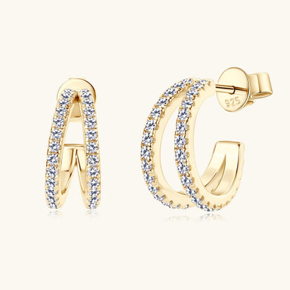 Moissanite 925 Sterling Silver C-Hoop Earrings CaRaUaNa Fashion