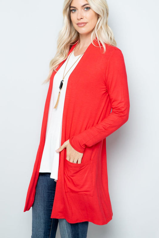 Celeste Full Size Open Front Cardigan with Pockets Carauana Store