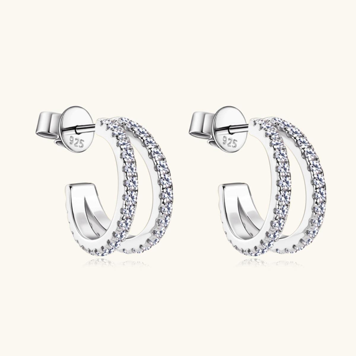 Moissanite 925 Sterling Silver C-Hoop Earrings CaRaUaNa Fashion