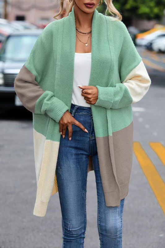Color Block Long Sleeve Cardigan Carauana Store