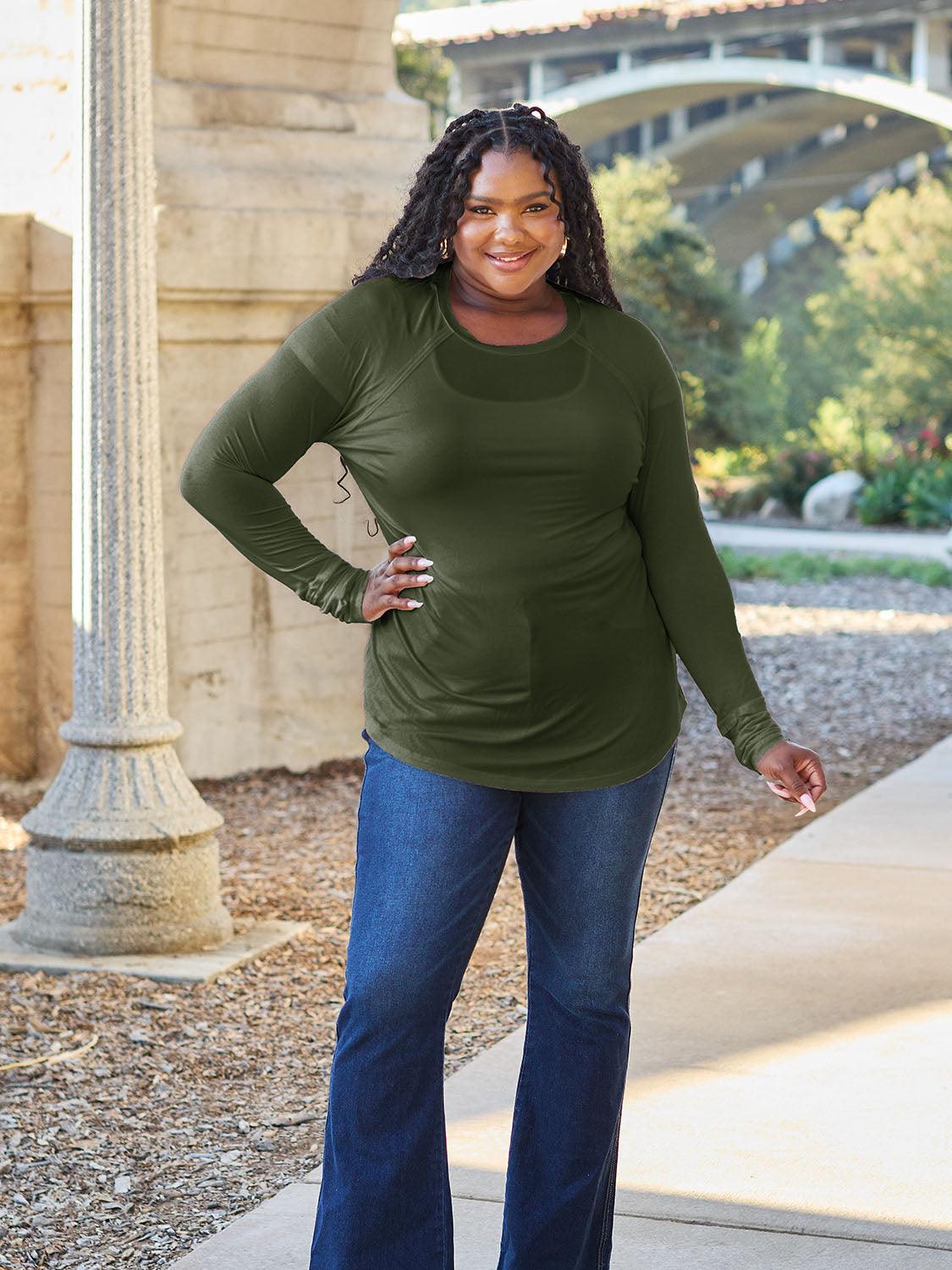 Basic Bae Full Size Round Neck Long Sleeve T-Shirt Carauana Store