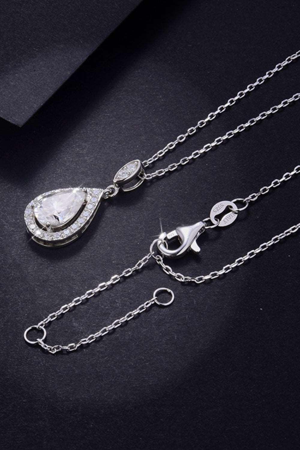 1.5 Carat Moissanite 925 Sterling Silver Teardrop Necklace Carauana Store