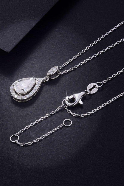 1.5 Carat Moissanite 925 Sterling Silver Teardrop Necklace Carauana Store