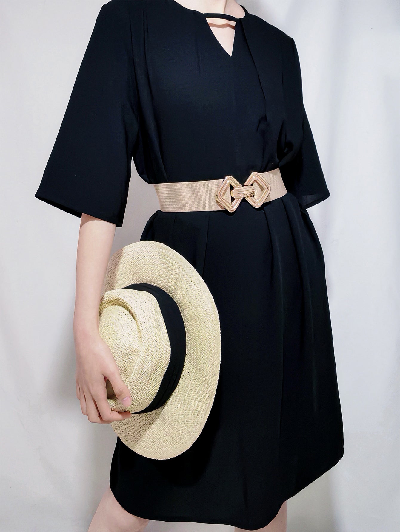 Geometric Buckle Elastic Wide Belt Carauana Store