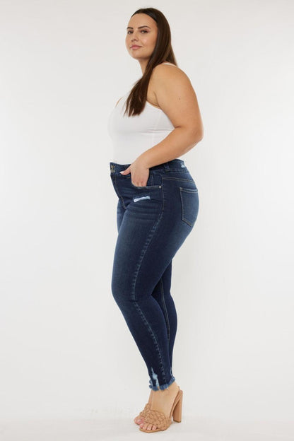 Kancan Full Size Cat's Whiskers Raw Hem High Waist Jeans Carauana Store