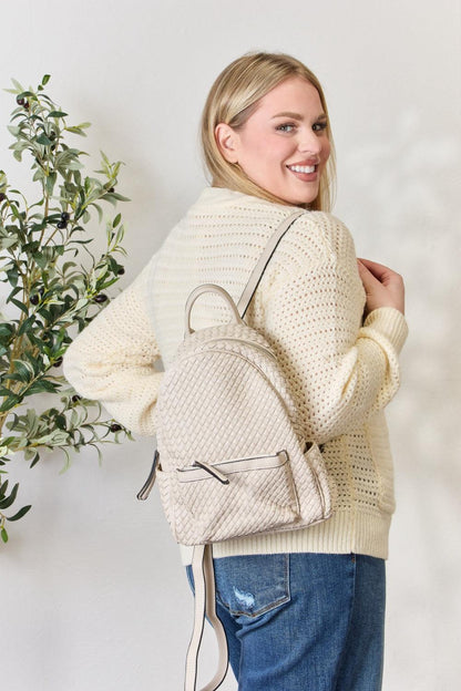 SHOMICO PU Leather Woven Backpack Carauana Store