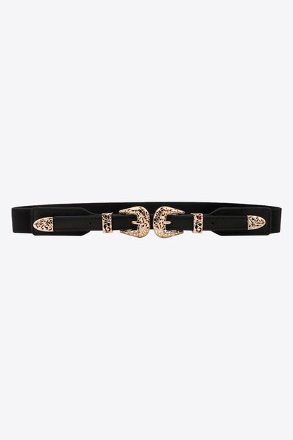 Double Buckle Elastic Belt CaRaUaNa Fashion