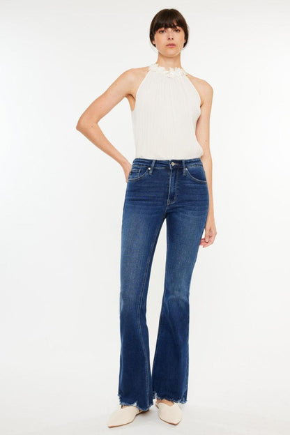 Kancan Cat's Whiskers Raw Hem Flare Jeans Carauana Store