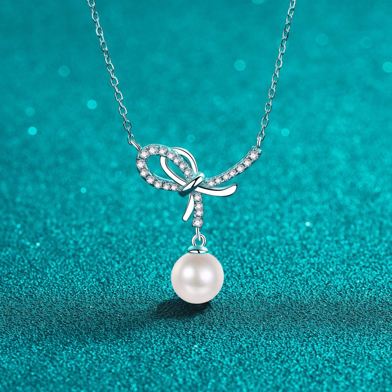Natural Pearl Pendant Moissanite 925 Sterling Silver Necklace Carauana Store