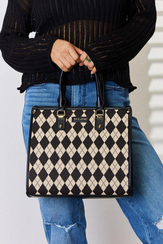 David Jones Argyle Pattern PU Leather Handbag Carauana Store
