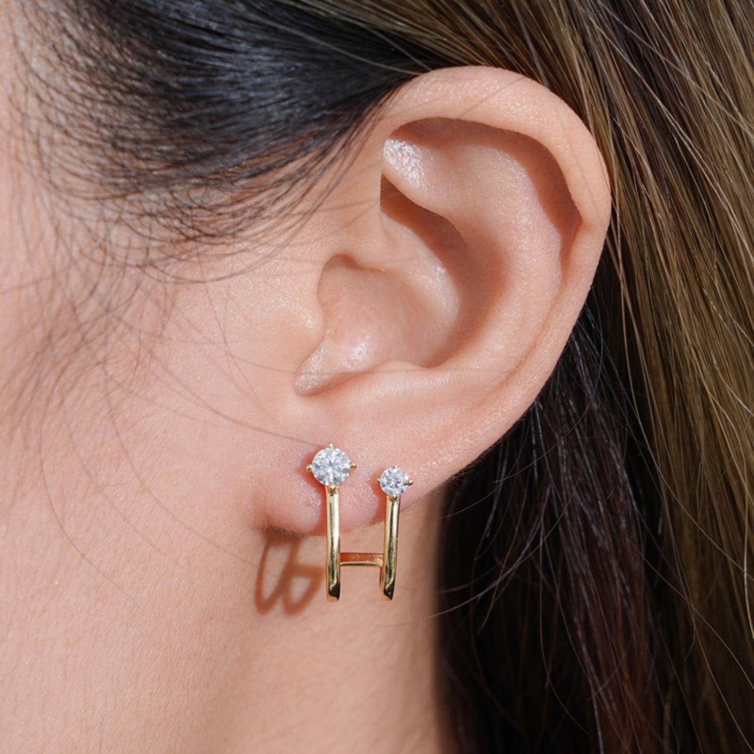 Moissanite 925 Sterling Silver C-Hoop Earrings Carauana Store