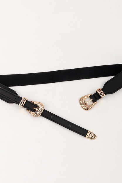 Double Buckle Elastic Belt CaRaUaNa Fashion
