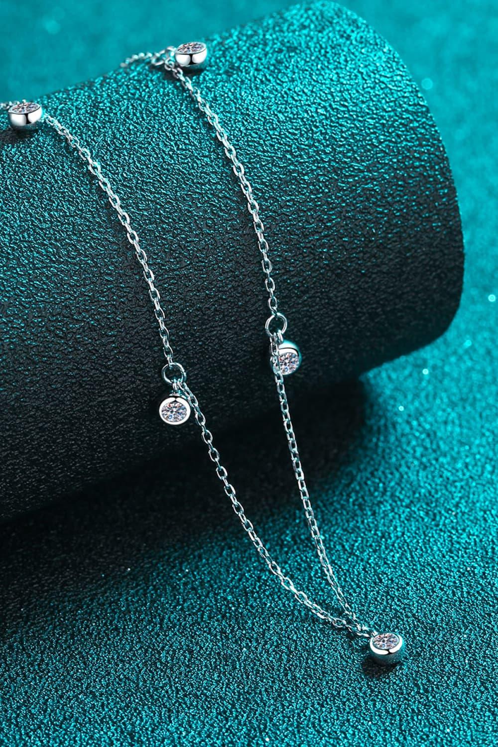 Moissanite Rhodium-Plated Necklace Carauana Store