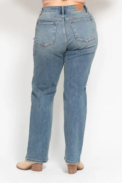 Judy Blue Full Size High Waist Distressed Dad Jean Plus Size Carauana Store