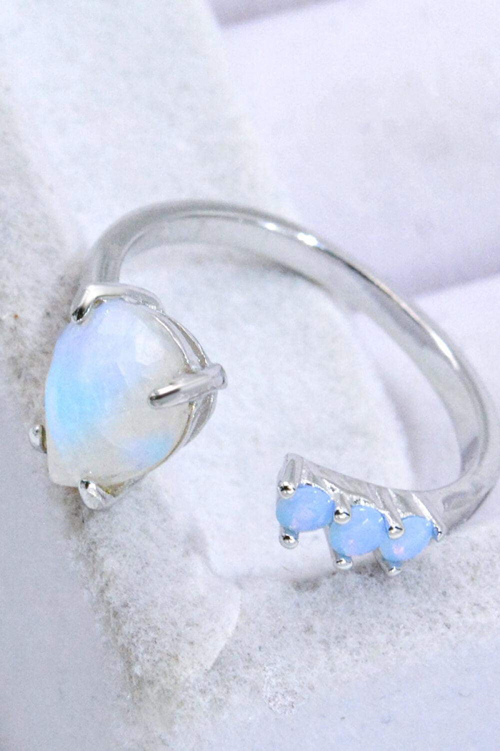 18K Rose Gold-Plated Moonstone Open Ring Carauana Store