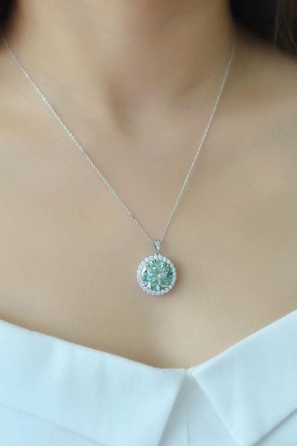 10 Carat Moissanite Pendant Platinum-Plated Necklace Carauana Store