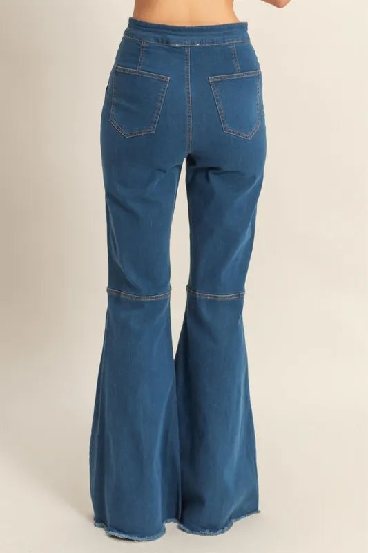 HYFVE Raw Hem High-Waist Washed Flared Jeans Carauana Store