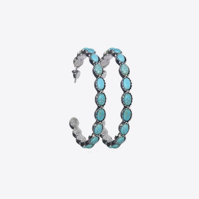 Artificial Turquoise C-Hoop Earrings CaRaUaNa Fashion