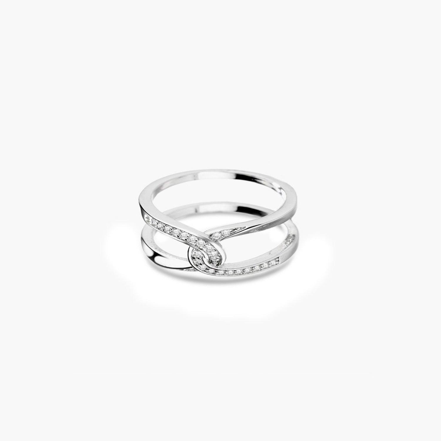 Twisted Inlaid Zircon Double-layered Ring Carauana Store