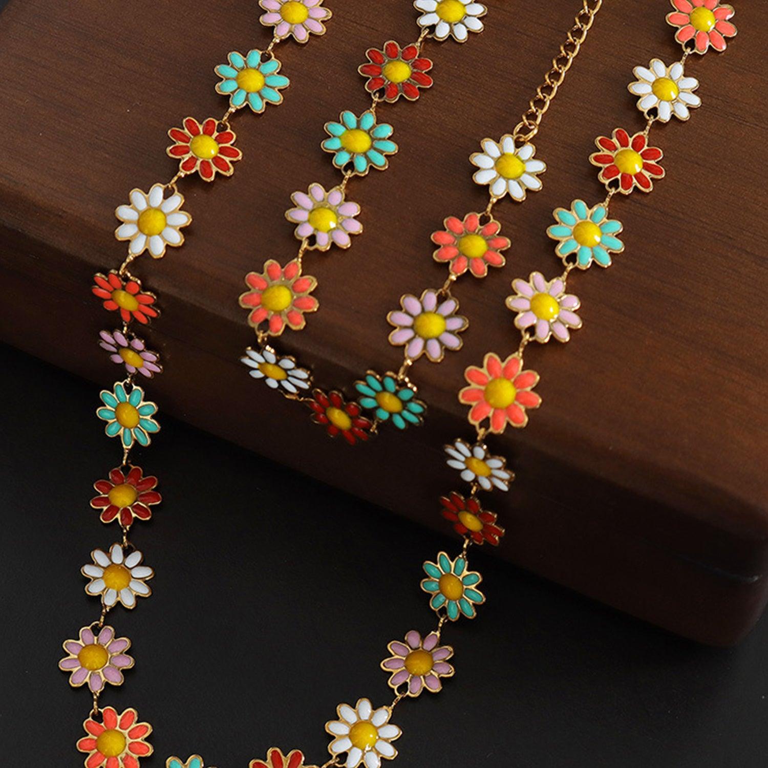 Titanium Steel Oil Drip Flower Necklace Carauana Store