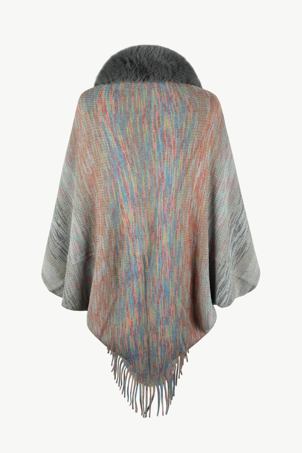 Open Front Fringe Hem Poncho Carauana Store