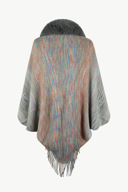 Open Front Fringe Hem Poncho Carauana Store