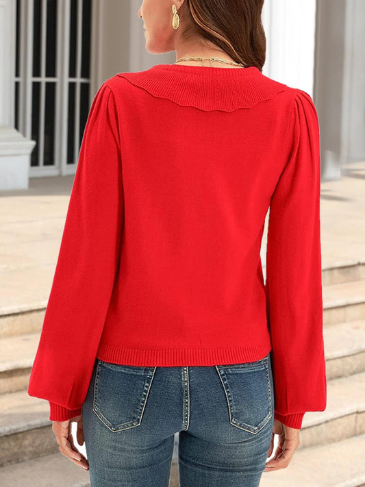 Collared Long Sleeve Button Down Cardigan Carauana Store