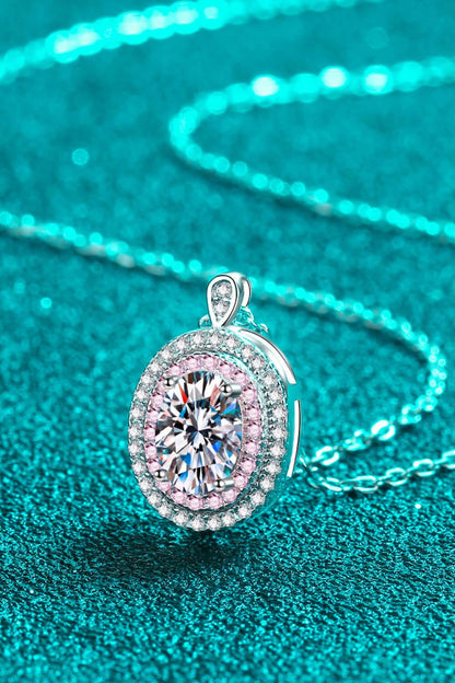 Adored 925 Sterling Silver Rhodium-Plated 1 Carat Moissanite Pendant Necklace Carauana Store