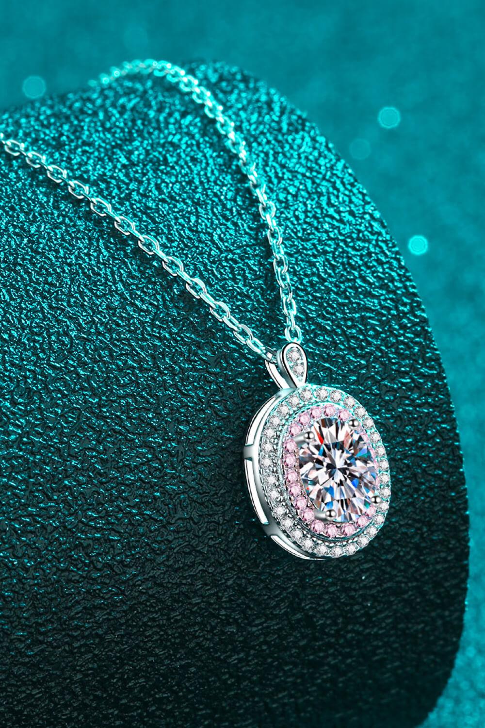 Adored 925 Sterling Silver Rhodium-Plated 1 Carat Moissanite Pendant Necklace Carauana Store