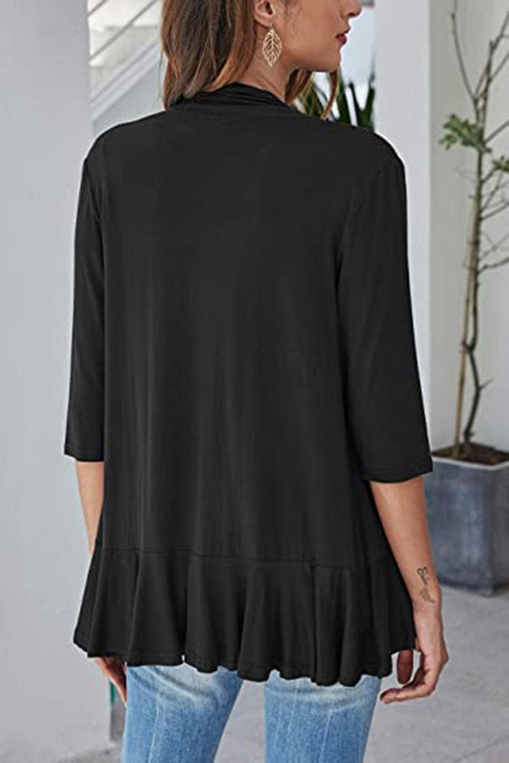 Open Front Three-Quarter Sleeve Cardigan Carauana Store