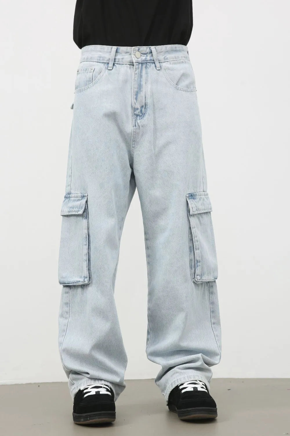 Men's Wide Leg Jeans with Cargo Pockets Carauana Store