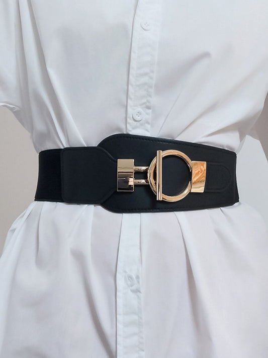 PU Elastic Wide Belt with Alloy Buckle Carauana Store