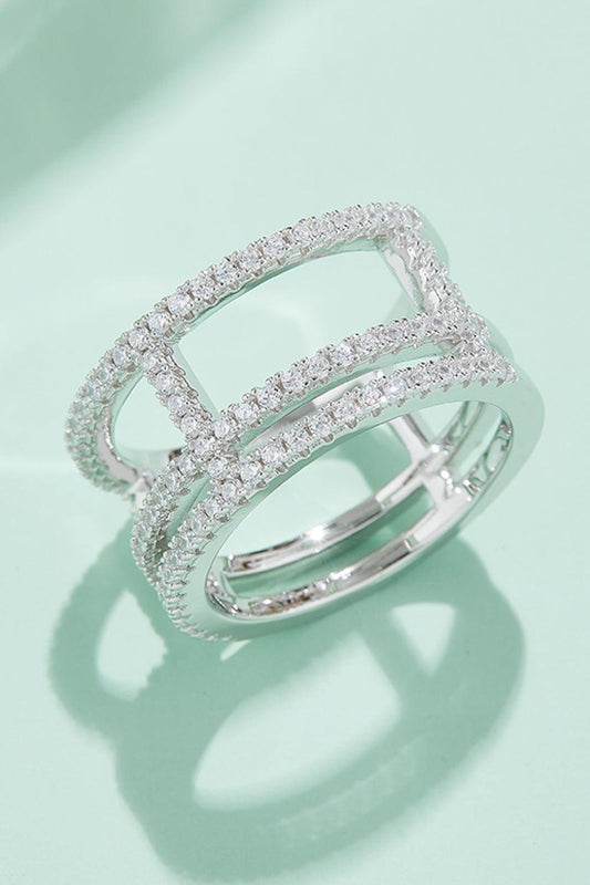 Adored Moissanite Cutout Wide Ring Carauana Store