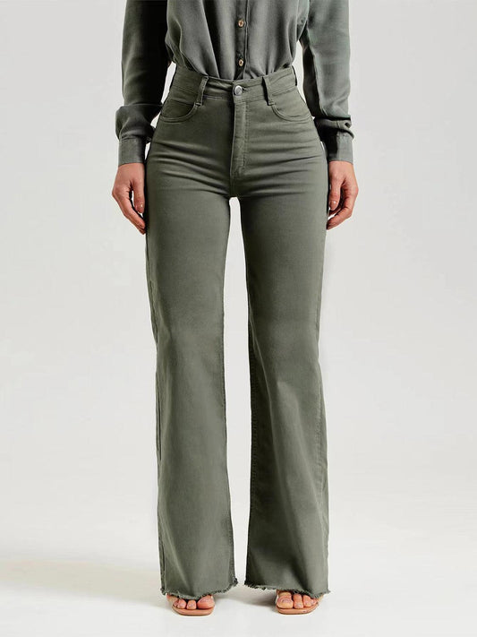Buttoned Raw Hem Jeans with Pockets Carauana Store