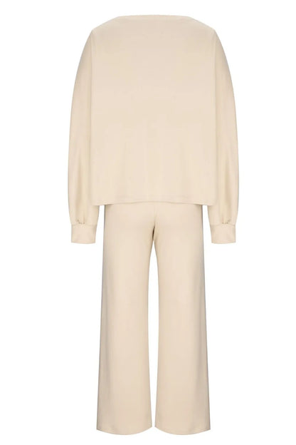 Round Neck Long Sleeve Top and Pants Set Carauana Store