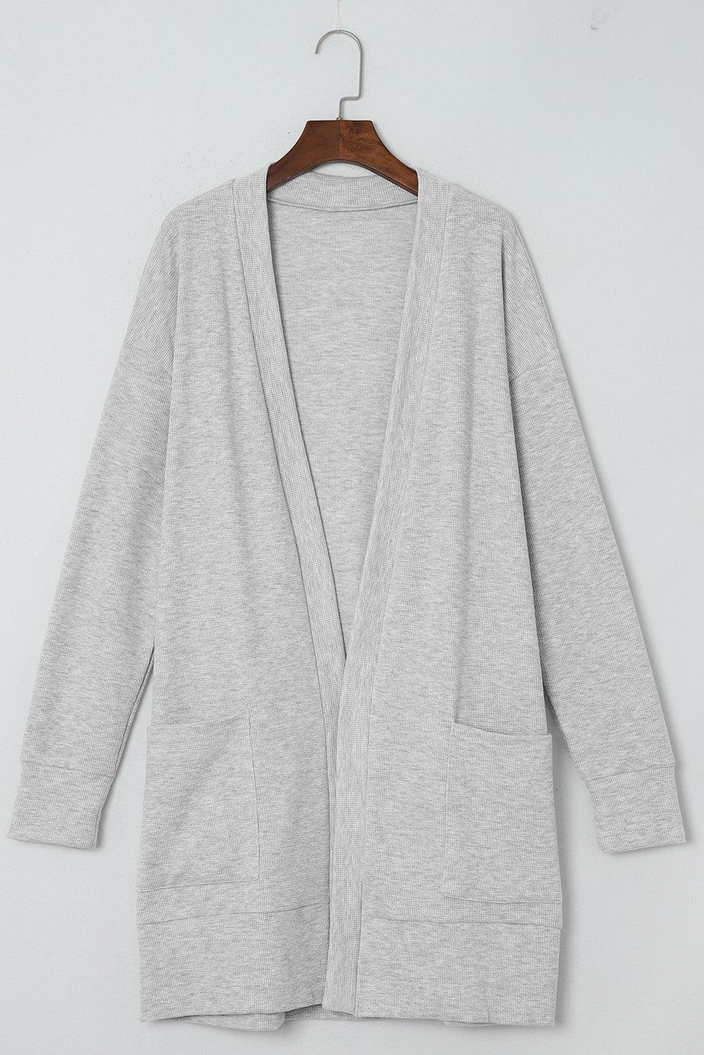 Pocketed Open Front Long Sleeve Cardigan Carauana Store