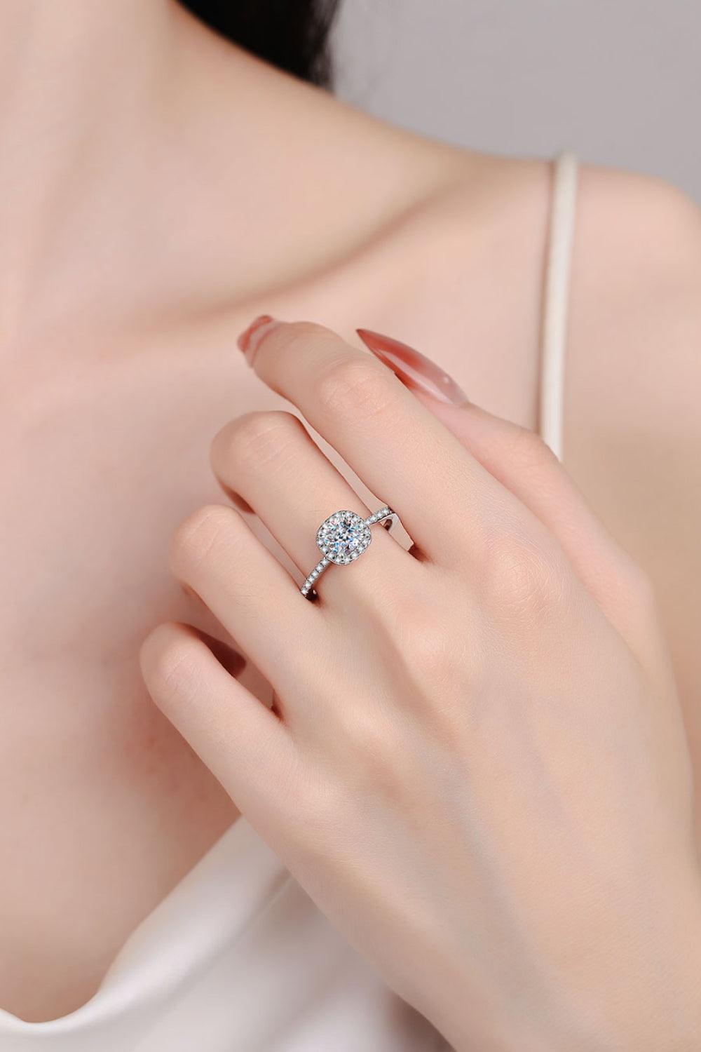 1 Carat Moissanite 925 Sterling Silver Halo Ring Carauana Store