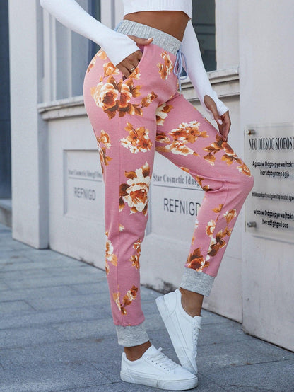 Floral Print Slim Fit Long Pants Carauana Store
