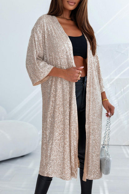 Sequin Open Front Duster Cardigan CaRaUaNa Fashion