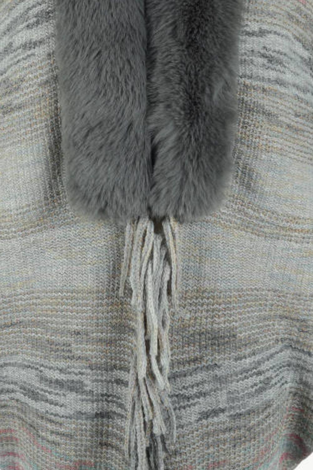 Open Front Fringe Hem Poncho Carauana Store
