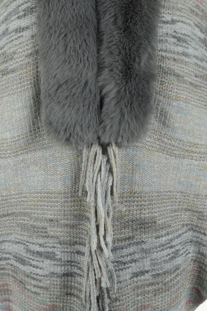 Open Front Fringe Hem Poncho Carauana Store