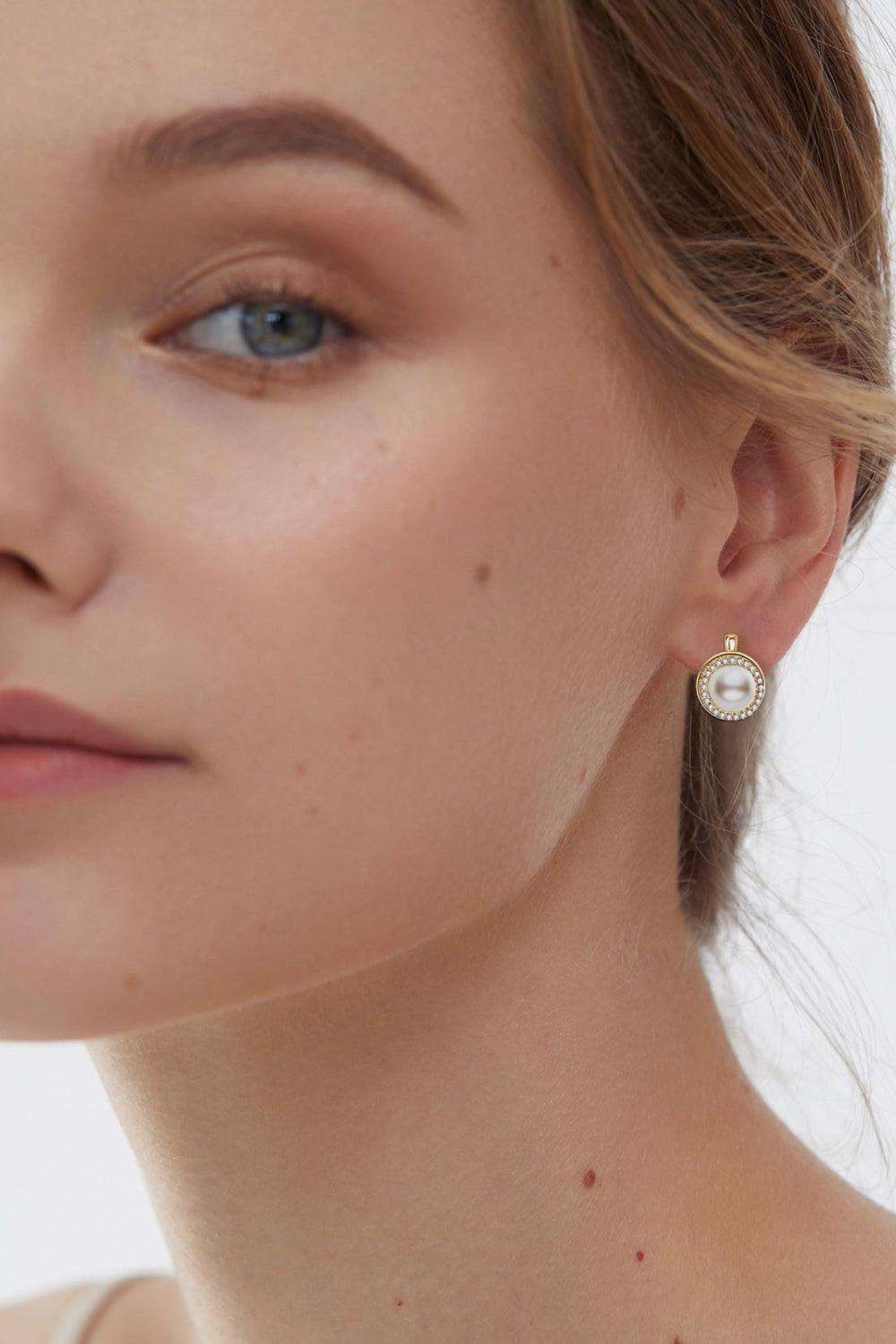 Moissanite Pearl 925 Sterling Silver Earrings Carauana Store