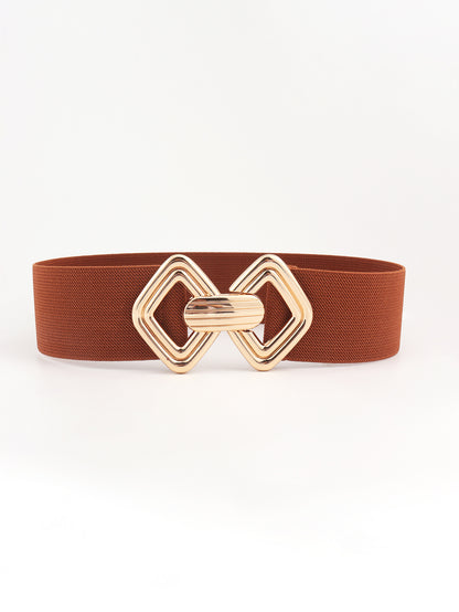Geometric Buckle Elastic Wide Belt Carauana Store