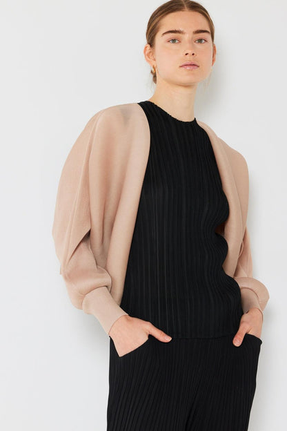 Marina West Swim Rib Pleated Puff Sleeve Bolero Cardigan Carauana Store